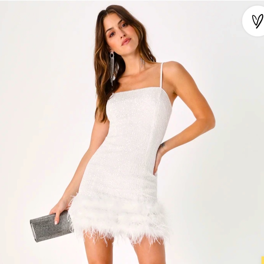 Lulus Truly Sensational White Sequin Dress Size L